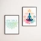 Kit 2 Quadros Reiki - Mulher Mandala 24x18cm - com vidro Kit 2 Quadros Reiki - Mulher Mandala 24x18cm - com vidro