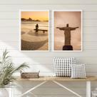 Kit 2 Quadros Rio De Janeiro Cristo Copacabana- Sépia 45x34cm