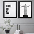 Kit 2 Quadros Rio de Janeiro - ERREJOTA Cristo Redentor 33x24cm - com vidro