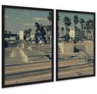 Kit 2 Quadros Skate Skatista Flip Manobra 33x24cm - com vidro