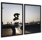 Kit 2 Quadros Skatista Manobra Aérea Pista 24x18cm - com vidro