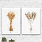 Kit 2 Quadros Trigo E Pampas Aquarela 33x24cm