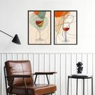 Kit 2 Quadros Vinhos - Linhas Abstratas 33x24cm
