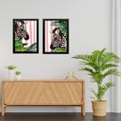 Kit 2 Quadros Zebras Listras Rosas 45x34cm - com vidro