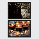 Kit 2 Quadros Zen Buda E Velas 33x24cm - com vidro