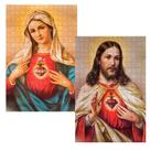 Kit 2 Quebra-Cabeça Religiosos Sagrado Coração de Jesus e Maria de 60 Peças