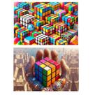 Kit 2 Quebra-Cabeças Cubo Mágico de 60 peças