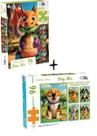 Kit 2 Quebra-Cabeças Pais & Filhos Dino Mix + Dog Mix 96 Peças Cada