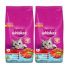 Kit 2 Rações Whiskas Para Gato Castrado Sabor Carne 2,7Kg
