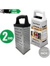 Kit 2 Ralador de Legumes Fatiador 4 Faces inox Grande Cabo em Plástico Resistente Lâminas afiadas