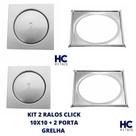 Kit 2 Ralo Click Inteligente Inox 10x10 + 2 Suporte para Ralo Click Quadrado Inox Kit 2 Ralo Click Inteligente Inox 10x10 + 2 Suporte para Ralo Click Quadrado Inox