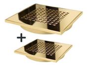 Kit 2 Ralos Square Dourado 304 Itanova 10x10 + 15x15