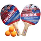 Kit 2 Raquetes + 3Bola Tenis de mesa Ping Pong PretoVermelho