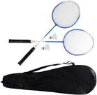 Kit 2 Raquetes Badminton + 2 Petecas + Bolsa
