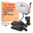 Kit 2 receptor de tv vivensis vx10 sat hd + antena banda ku + lnbf duplo + cabo