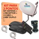 Kit 2 receptor de tv vivensis vx10 sat hd + antena banda ku + lnbf simples + 2 cabos