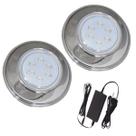 Kit 2 Refletor Hiper Led 9W Azul Inox 316L E Fonte 2A Kit 2 Refletor Hiper Led 9W Azul Inox 316L E Fonte 2A
