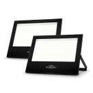 Kit 2 Refletor Holofote de Led Slim 200W IP65 Blumenau 3000K Amarelo Quente Preto Bivolt