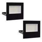 Kit 2 Refletor Led 200w Holofote Bivolt Prova Água Ip66 Frio