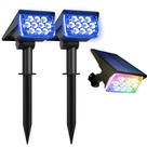 Kit 2 Refletor Solar Ecoforce 10 Leds 200x Mais Forte Colorida Verde Branco Quente Frio Azul Spot Parede Jardim Luminária