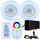 Kit 2 Refletores Led 18w RGB ABS e Comando para Iluminação Piscina Kit 2 Refletores Led 18w RGB ABS e Comando para Iluminação Piscina