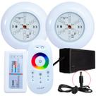 Kit 2 Refletores Led 6w RGB ABS e Comando para Iluminação Piscina