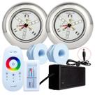 Kit 2 Refletores Led 9w RGB Inox S e Comando para Iluminação Piscina Fibra