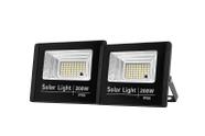 Kit 2 Refletores LED Solar 200W SMD Controle Remoto IP66 Branco Frio