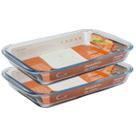 Kit 2 Refratário Vidro Retangular 2,2L Freezer Sem Tampa