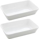Kit 2 Refratários Línea de Porcelana Branca 29x20x5cm Lyor Travessa para Lasanha