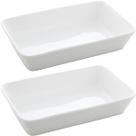Kit 2 Refratários Línea de Porcelana Branca 29x20x5cm Lyor Travessa para Lasanha
