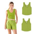 Kit 2 Regatas Feminina Viscoplus Canelada