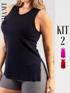 Kit 2 Regatas Femininas Longas Tapa Bumbum Para Academia Pilates Boxe Fitness