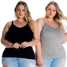 Kit 2 Regatas Femininas Plus Size Livia de Alcinha de Viscolycra 1123