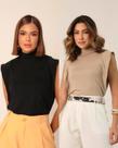 Kit 2 Regatas Gola Alta Feminina Modal Preta e Castanho