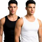 Kit 2 Regatas Masculina Canelada Slim Fit Modelo Americano