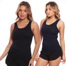 Kit 2 Regatas Nadador Canelada Feminina Lisa Blusa Básica