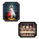 Kit 2 Relógios Retangulares Santa Ceia Jesus Misericordioso
