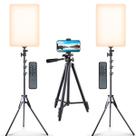 Kit 2 Ring Light Profissional Iluminador Retangular 19" + 1 Tripé Celular e Maquina Fotográfica 1,3m