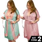 Kit 2 Robes e 2 Camisolas Sexy Plus Sedutora Tamanho Grande Confortável