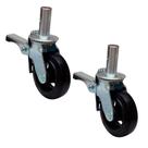 Kit 2 Rodízio Roda Andaime 6x2 Pol Colson 450kg com freio e espiga Preto