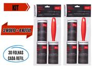 Kit 2 Rolo Adesivo 4 Refil Tira Pelos Bolinha Fiapos Roupa Total 180 Folhas Camesa