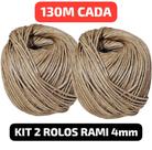 Kit 2 Rolos Sisal Natural Rami Premium 4mm 130m Cada Sem Fiapos, Artesanato e Decoração