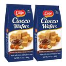 Kit 2 sacos biscoito mini wafer italiano de cacau gastone lago 400g snack premium com recheio cremoso