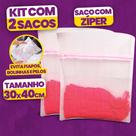 Kit 2 Sacos para Lavar Roupas 30x40cm com Zíper Protege Peças Delicadas e Evita Fiapo Lavadoura Maquina e Tanquinhos