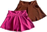 Kit 2 Saia-Shorts Roupa Ginástica Treino Fitness Menina Infantil Esporitva Dança Moda