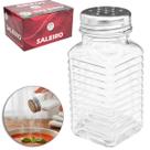 Kit 2 Saleiro E Pimenteiro De Mesa Vidro Quadrado Tampa Inox 80ml