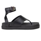Kit 2 Sandália Feminina Luxo Flat Tiras Chinelo Plataforma Confortável Da Moda Preto e Branco