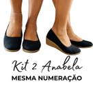 Kit 2 Sandália Sapato Salto Feminino Anabela Macio Confortável Casual Scarpin Espadrile Leve