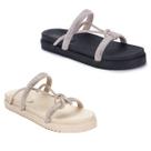 kit 2 Sandálias Feminina Luxo Nozinho Strass Chinelo Plataforma Confortável Da Moda